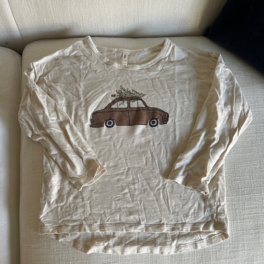 Rylee + Cru Cream holiday Car Graphic Long Sleeve Tee